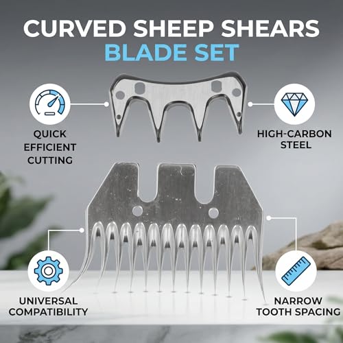 Sheep Shears Blade, 13 Teeth Curved Wool Clipper Comb, 7mm Tooth Spacing