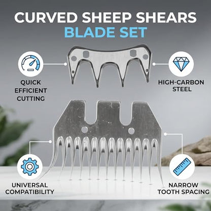 Sheep Shears Blade, 13 Teeth Curved Wool Clipper Comb, 7mm Tooth Spacing