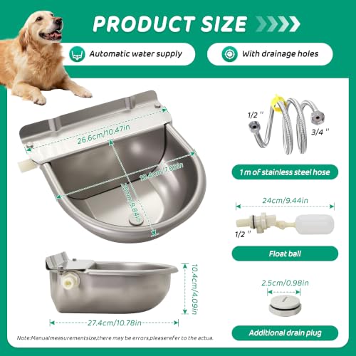 Automatic Livestock Waterer Bowl,304 Stainless Steel Float Valve Pet Bowl