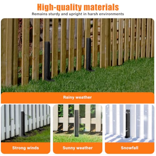 1 Pcs Fence Post Repair Kit,4×4/6x6 Fence Post Support,Heavy Duty Post Anchor Ground Spike with One-Piece Steel Anchor & Stakes for Repair Tilted, Broken Wood Fence Post - size: One-Piece