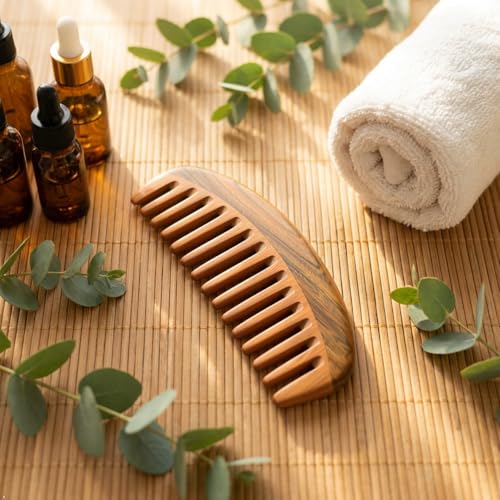 Louise Maelys Wooden Wide Tooth Comb For Curly Hair - color: Moon comb