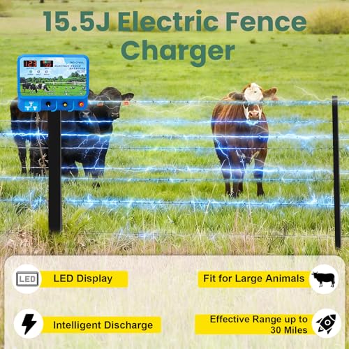 15.5J Electric Fence Charger, 15.5 Joules 600 Acres, Input 12V Output 12KV