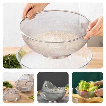 ULTECHNOVO Fine Mesh Strainer Colander Stainless Steel Kitchen Strainer for Soybean Milk Frying Oil Fruits and Vegetables 7.87 inch Mesh Basket - size: 20x20x8.3cm