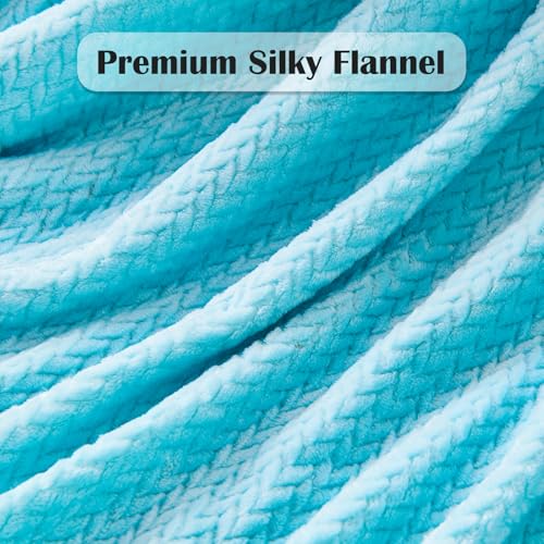 NEWCOSPLAY Fleece Leaves Pattern Twin Blanket, Turquoise, 60"x80" - color: Turquoise, size: Twin(60"x80")