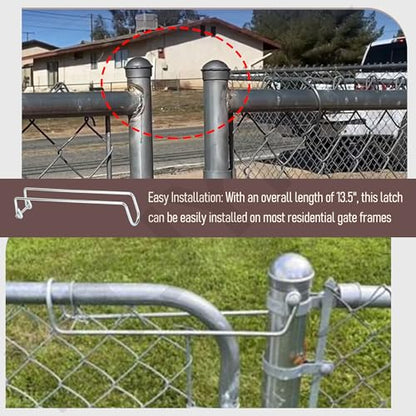 Over Throw Wire Arm Top Gate Latch Chain Link, Silver, Long 13.5"