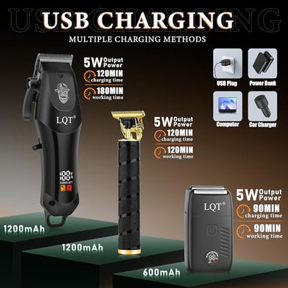 Hair Clippers for Men Professional, Beard Trimmer Kits & Sets, Electric Shavers, Hair Clippers & Trimmer Ceramic T-Blade, for Barber,for Men (Black) - color: B3