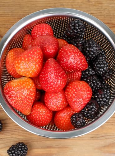 RSVP International Endurance Kitchen Collection Colander Strainer, Berry, Pierced Stainless Steel - size: Berry