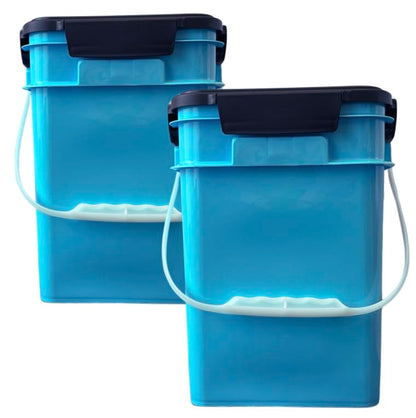 House Naturals 4 Gallon Square Food Grade Plastic Bucket with Lid, Made in USA (Pack of 2) BPA Free (Aqua) - color: Aqua