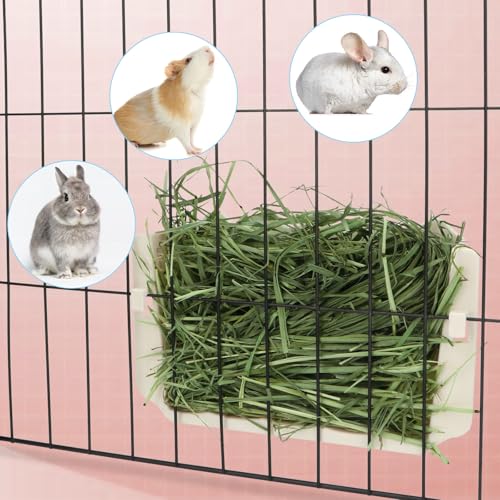 Hypeety Rabbit Hay Feeder Automatic Hay Rack for Guinea Pigs, White, 2pcs - color: White, size: 2pcs