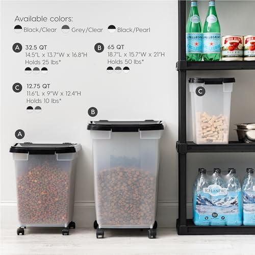 IRIS USA Dog Food Storage Container, Up to 25 lbs, Black, Made in USA - color: Black, size: 25 lbs