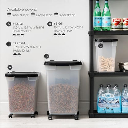IRIS USA Dog Food Storage Container, Up to 25 lbs, Black, Made in USA - color: Black, size: 25 lbs