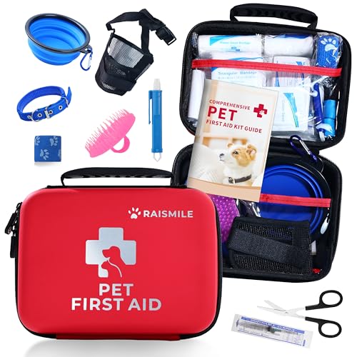 Dog First Aid Kit, Pet First Aid Supplies for Treat Dogs & Cats in an Emergency, Ideal for Use at Home, Outdoors, Traveling