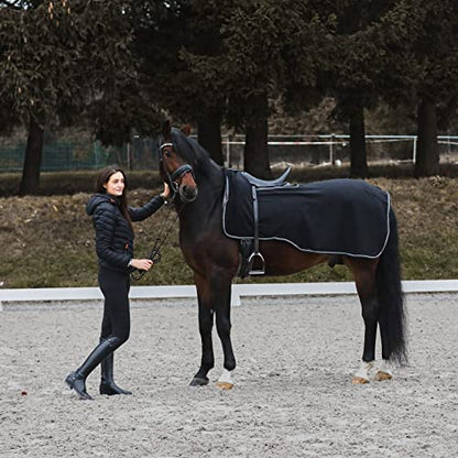 Horze Kiel Riding Blanket with Fleece - Black - 84 in - color: Black, size: 84 in