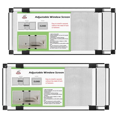 FLYZZZ Adjustable Window Screen (10" H x 19" - 36" W)) 2-Pack Small White Adjustable Screens for Windows with Sturdy Aluminum Mesh– Horizontal Use Only - size: 10" H x 19" - 36" W-2Packs