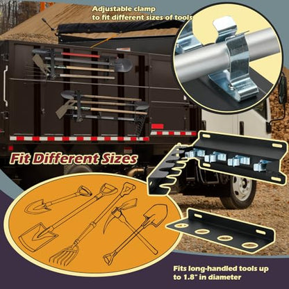 TOPOWN Heavy Duty 4-Hole Truck Bed Shovel Holder, Dump Trailer Tool Rack