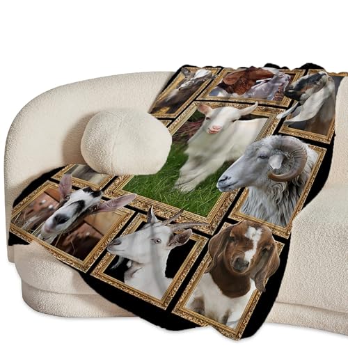 Goat Blanket Ultra Soft Cozy Sheep Throw Blanket Fleece Fuzzy Plush Bedding Goat Sheep Lovers Gifts for Women Girls Kids Adults 80"x60" - color: Goat, size: 80"x60"