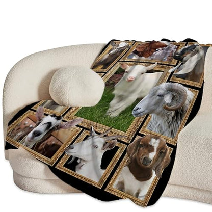 Goat Blanket Ultra Soft Cozy Sheep Throw Blanket Fleece Fuzzy Plush Bedding Goat Sheep Lovers Gifts for Women Girls Kids Adults 80"x60" - color: Goat, size: 80"x60"