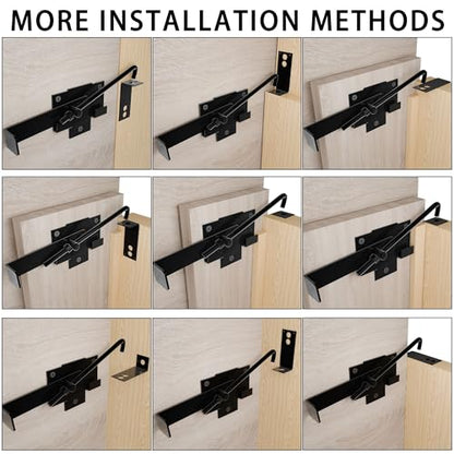 1Pack Barn Door Latch,Sliding Door Latch with Hook,Black Shed Cam Latch,7in Adjustable Lock Lever,for Farm Garden Courtyard Wooden Door,Pet Partition Door