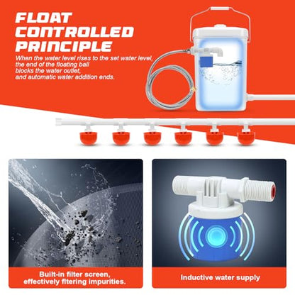 Automatic Chicken Waterer Float Controlled,3 Gallon Chicken Waterer | Dispenser with Hose Attachment,no waste， hanging chicken waterer， - size: 3 Gallon with hard tube