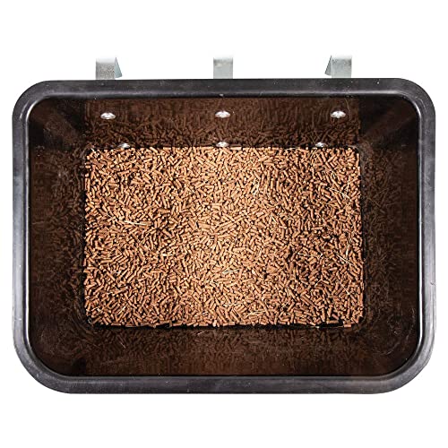 Dura-Tech Large Bucket with Hanging Arms 8 Gallons | Color Black | Universal Feed Tub | Prevents Spilled Grain | 8-Gallon Capacity