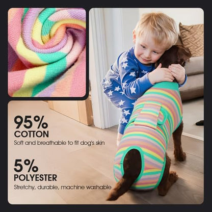 FUAMEY Recovery Suit for Dogs After Surgery,Soft Breathable Dog Bodysuit - color: Mint Green Stripes, size: Xs(back:8.3-11.4in,wt:4-7lbs)