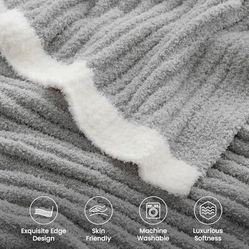 Snuggle Sac Fluffy Grey Blanket Twin Size, Soft Luxurious Knit Fuzzy Microfiber Blankets for Couch, Sofa, Bed, Grey, 60x80 inches - color: Grey, size: Twin(60"x 80")