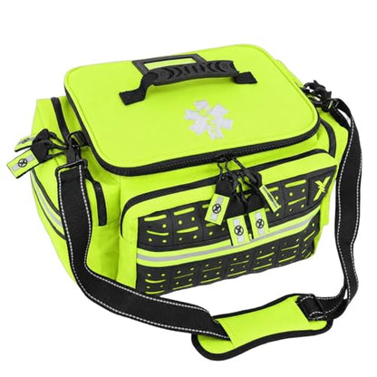 Lightning X Medium First Responder EMT Bag | LXMB25 | w/Reflective, Shoulder Strap & Zippered Compartments for First Aid + Trauma Supplies - Fluorescent Yellow - color: Fluorescent Yellow