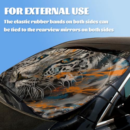 Leopard Print Car Windshield Sun Shade, White, Universal Fit, 59" L x 31.5" W, Blocks UV Rays, Sun Visor Protector - color: Leopard