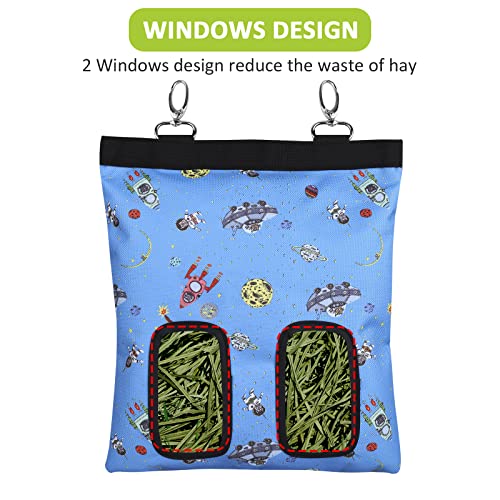 Rabbit Hay Feeder Bag Hanging Hay Rack (Pattern Blue, 2 Windows) - color: Pattern Blue