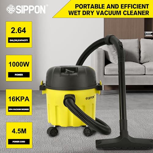 Wet-Dry Vacuum, 3-in-1 Portable Shop Vacuum Cleaner with 2 Peak HP Power Suction, Lightweight Wet Dry Vacuum with Blower & Wall Mount Design for Car, Pet Hair, Hard Floor | 3-in-1 Workshop Vacuum Cleaner, suitable for cleaning cars, removing pet hair, and