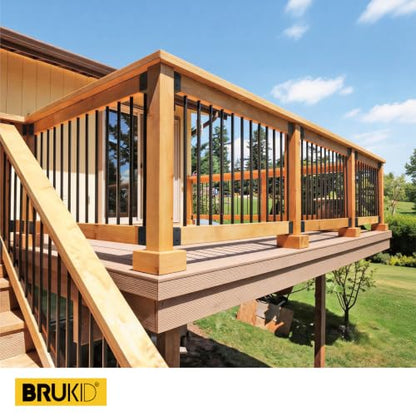 8Pcs Stainless Steels Deck Railing Bracket Connectors, for 2x4 (Actually 1 ½" x 3 ½") Wood Deck Railing Post to handrail Connection (Matte Black) - size: Parallel 0°