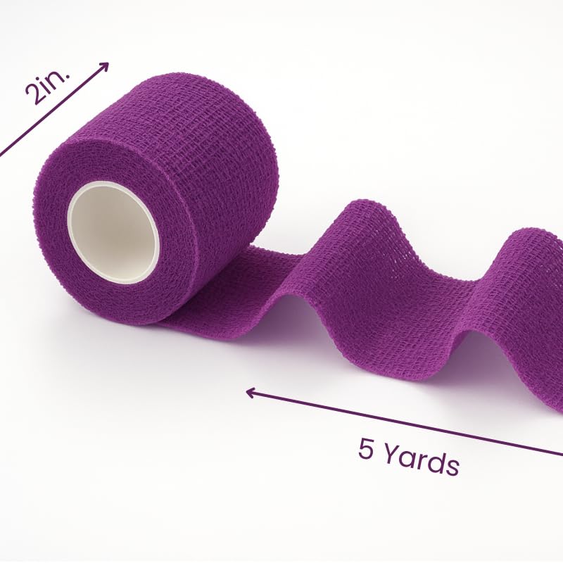 2" Cohesive Flexible Bandage Wrap – Purple - Pack of 8 - color: Purple