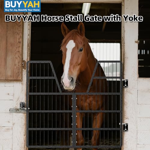 Horse Stall Gates 48" W x 42" H | Heavy Duty Steel Gate for Horse Barns, Stall Door Guard