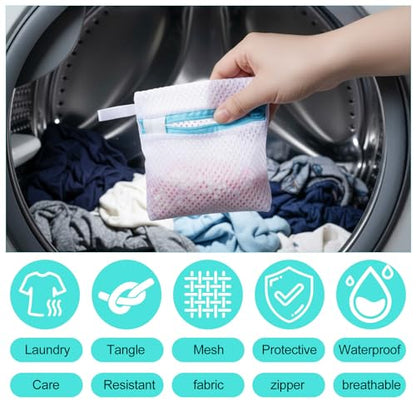 Mesh Laundry Bags for Delicates Washing 6 PCS Machine Bag Travel Laundry Lingerie Bags, Soap Foaming Organizers and Storage, Pods Scented Beads Washing Pouch,Mesh Wash Zipper Hanging Net Bag