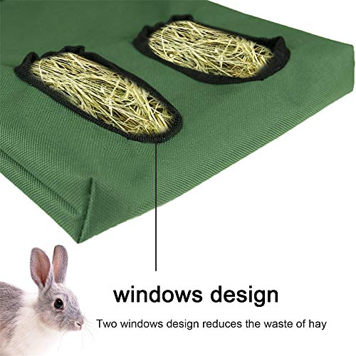 Rabbit Hay Feeder Bag Hanging Hay Rack (Black, 2 Windows) - color: Black