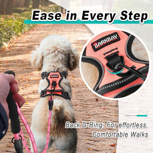 BARKBAY Dog Harness for Small Sized Dog No Pull 2 Leash Clips Dog Vest - color: Light Pink, size: X-Small
