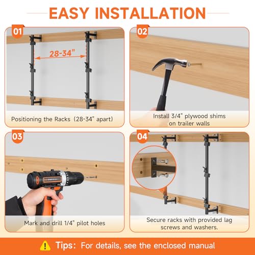 Weed Eater Rack for Enclosed Trailer,Trimmer Rack for Enclosed Trailer | Weedeater Rack for Trailer,3 Place Trailer Racks for Lawn Equipment,Weed Wacker Rack For Enclosed Trailer&Garage,Black Steel
