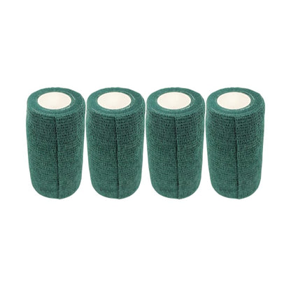 4" Cohesive Flexible Bandage Wrap – Green - Pack of 4 | Self-Adherent Vet Tape for Animal Wound Care, Wrapping, and Support – Non-Slip, Breathable, Flexible Bandage for Livestock - color: Green