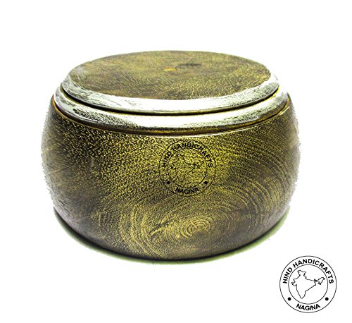 Premium Solid Dark Handmade Crafted Wooden Portable Antique Yarn Storage Bowl - Holder for Knitting Crochet Hook Accessories (6" x 6" x 3", Green)