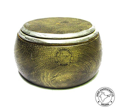 Premium Solid Dark Handmade Crafted Wooden Portable Antique Yarn Storage Bowl - Holder for Knitting Crochet Hook Accessories (6" x 6" x 3", Green)
