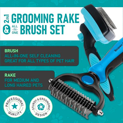 Maxpower Planet Dog Rake and Brush Set for Shedding, Undercoat & Mats - color: A - Rake & Brush (Best Value), size: Large