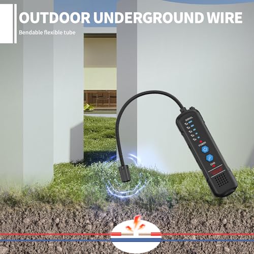 Underground Wire Locator & Cable Tracer - Detect Buried Wires, Power Cables, Telephone Lines, Dog Fence Wires up to 6.5ft Deep, with Adjustable Sensitivity, Headphones & Rechargeable Battery