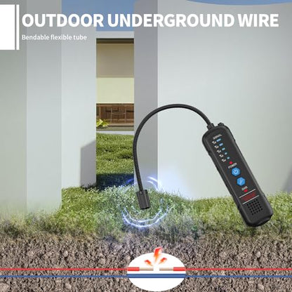 Underground Wire Locator & Cable Tracer - Detect Buried Wires, Power Cables, Telephone Lines, Dog Fence Wires up to 6.5ft Deep, with Adjustable Sensitivity, Headphones & Rechargeable Battery