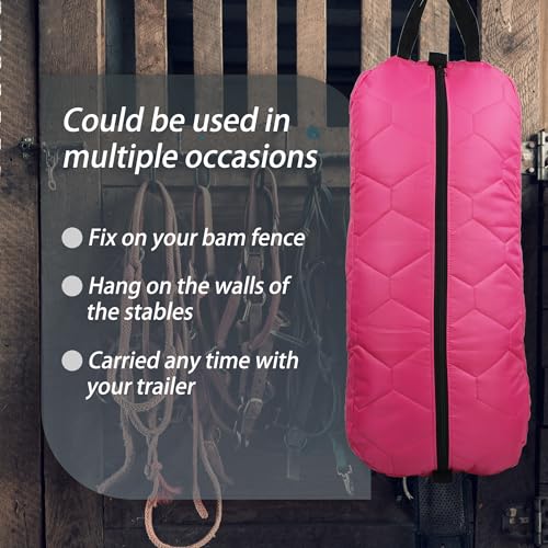 Bridle Bag for Horses, Durable Nylon Bridle Halter Bag with 3 Layers Padded Horse Tack Carry Bag-Large Capacity Protect Tack - color: Pink