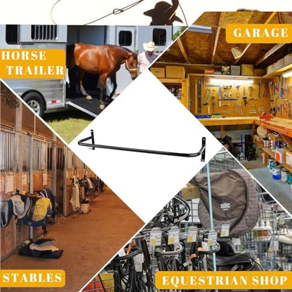 2Pcs Blanket Rack with Bridle Hooks,Wall Mounted Removable Horse Blanket Bar for Hanging Horse Blankets Pads Saddle Blankets,34 Inch