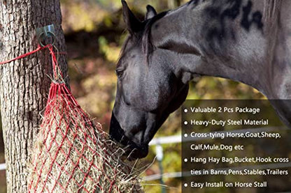 Cross Tie Ring for Horses, Block Tie Ring for Horse Stall/Stable, Tie Down Horse Barn Supplies (2 Pack) - size: 2 PACK