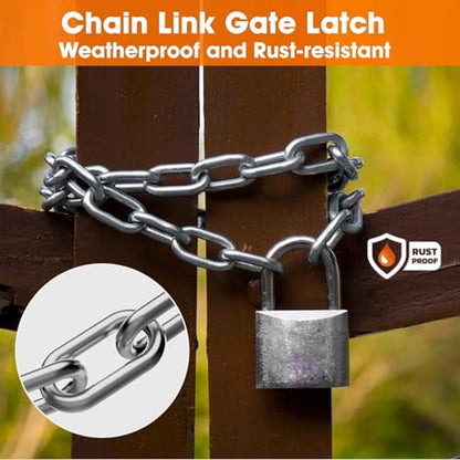 Gate Chain Lock, 23.6 Inch Chain Fence Gate Latch, Silver Dia 5mm-1Pc - color: Silver Dia 5mm-1Pc