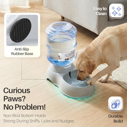 Flexzion Gravity Pet Water Dispenser Drinking Station for Dogs Cats (3 Gallon) Automatic Replenish Waterer for Small Large Breed Dog Cat,Feeding Watering Fountain Supplies Bottle Dish Bowl - size: 3 Gallon