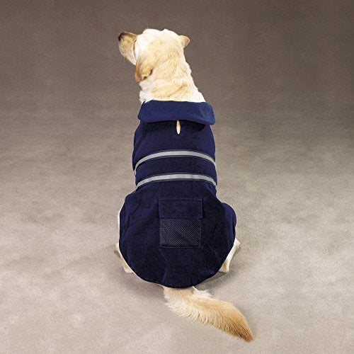 Casual Canine Fleece-Lined Reflective Dog Jacket for Safety, Blue - Medium - color: Navy, size: Medium