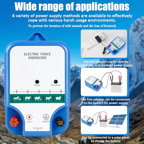 Electric Fence Charger for Livestock - 10.5 kV 2 Joules High-Power Electric Fence Energizer for Containing Pets Livestock and Preventing Wild Animals Intruding (6.29in)